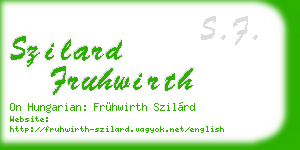 szilard fruhwirth business card