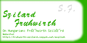 szilard fruhwirth business card